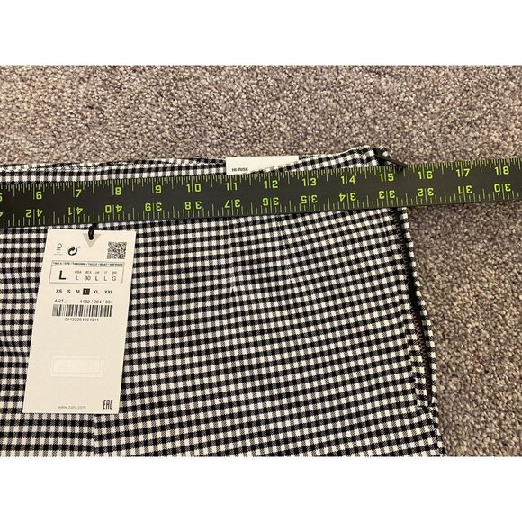Zara Women's Hi Rise Pants Side Zip Black White Leggings Stretch Size L - NWT - Picture 6 of 12